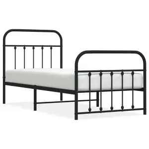 Berkfield Metal Bed Frame with Headboard and Footboard Black 90x190 cm