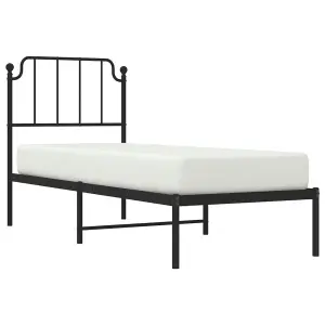 Berkfield Metal Bed Frame without Mattress with Headboard Black 80x200cm