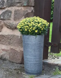 Outdoor Ribbed Galvanised Vase H50cm