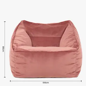 icon Natalia Velvet Armchair Bean Bag and Pouffe Set Dusk Pink Giant Bean Bag Chair