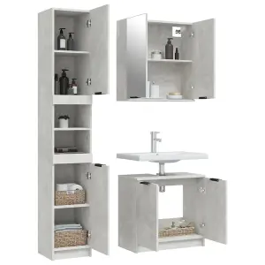 Berkfield 3 Piece Bathroom Cabinet Set Concrete Grey Engineered Wood