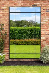 MirrorOutlet - The Genestra - Black Contemporary Wall & Leaner Garden Mirror 79"x 47" (200 x 120 cm)