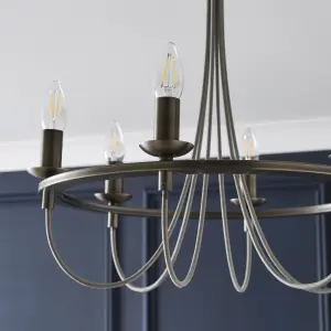 The Lighting Edit Massalia Matt Pewter effect 6 Lamp LED Pendant ceiling light, (Dia)500mm