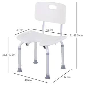 HOMCOM Adjustable Aluminum Shower Bath Stool Spa Chair w/ Non-Slip Feet, Handle