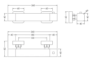 Empire Square Thermostatic Bar Valve and Rectangular Slide Rail Kit Shower Bundle - Chrome - Balterley