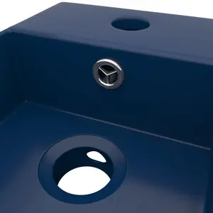 Belfry Bathroom Kettering 480mm L x 250mm W Ceramic Rectangular Sink with Overflow Dark Blue