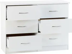 Nevada 6 Drawer Chest in White Gloss