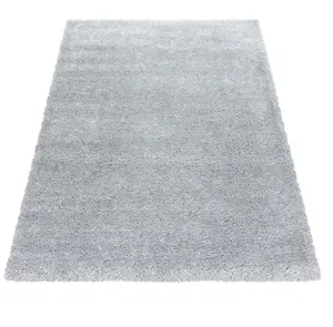 Abaseen 160x230cm Silver Cosy Shaggy Rug, Rectangular Extra Soft Touch 5cm Heavy Thick Pile, Modern Area Rugs Living & Bedroom