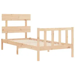 Berkfield Bed Frame with Headboard Small Single Solid Wood