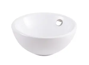 GoodHome Blanca Gloss White Round Counter top Basin (W)31cm