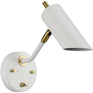 Wall Light Sconce White Aged Brass Finish LED E27 8W Bulb