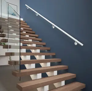 Forgeworks Premium Matt White 3.6m Indoor Stair Handrail Kit - Easy Install all in One Box including brackets and endcaps