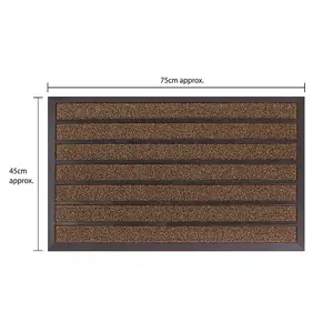 JVL Dirt Stopper Pro Scraper Doormat 45x75cm, Brown