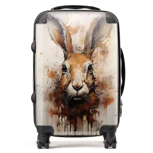 Watercolour Hare Face Suitcase - Cabin