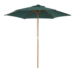 Outsunny 2.5m Wood Garden Parasol Sun Shade Patio Outdoor Wooden Umbrella Canopy