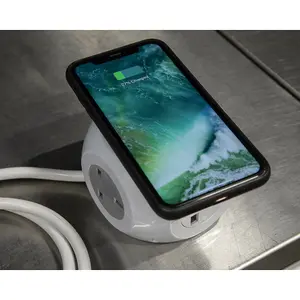 1.4m Extension Cable Cube with 3 Sockets and Wireless Charger