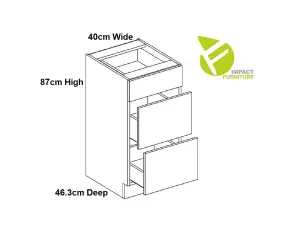 Kitchen Drawer Base Unit 400mm Cabinet Soft Close 40cm Light Grey Gloss Star