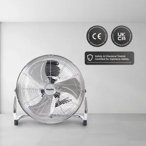 KEPLIN 20" Heavy Duty Chrome Floor Fan with 3 Speeds