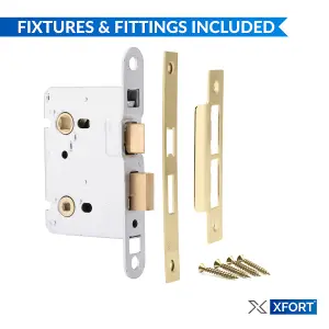 XFORT Polished Brass Bathroom Lock 75mm