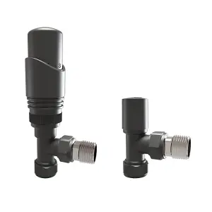 Thermostatic Radiator Angled TRV Valve - 15mm x 1.2" Anthracite Finish