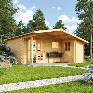 Lasita Osland Little Rock Log Cabin with Side Store - 5.1m x 4.3m -Traditional Log Cabin