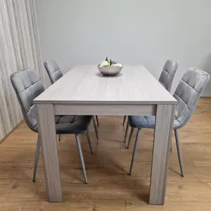 Dining Table and 4 Chairs  Grey 4  Grey Velvet Chairs Wood Dining Set Furniture