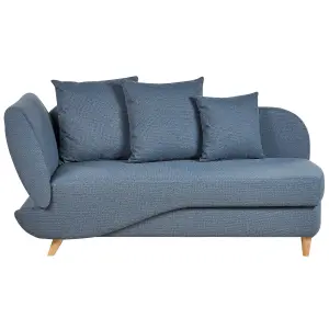 Left Hand Fabric Chaise Lounge with Storage Blue MERI II