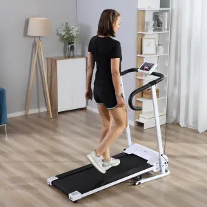 HOMCOM 1-10Km/h Folding Treadmill Home Running Fitness Machine w/ Safety Stopper