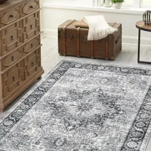 Persian Chenille Grey Traditional Medium Rug, (L)170cm x (W)120cm