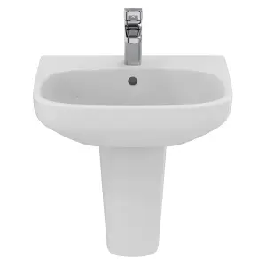 Ideal Standard i.life A Gloss White Rectangular Wall-mounted Semi-pedestal Basin (H)48.5cm (W)55cm