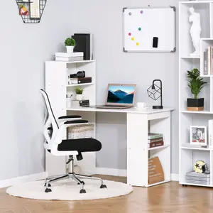 HOMCOM 120cm Modern Computer Desk Bookshelf Writing Table Workstation 6 Shelves