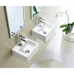 White Stone 325mm L x 325mm W White Ceramic Rectangular Sink