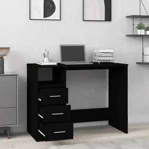 Berkfield Desk with Drawers Black 102x50x76 cm Engineered Wood