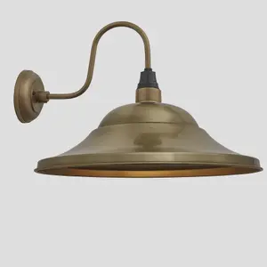 Industville Swan Neck Giant Hat Wall Light, 21 Inch, Brass