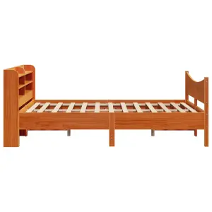 Berkfield Bed Frame with Headboard Wax Brown 140x200 cm Solid Wood Pine