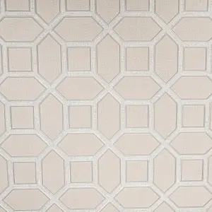 Geometric Taupe Beige Grey Glitter Textured Heavy Vinyl Premium Wallpaper Thick