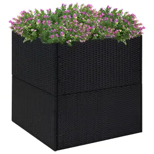 Berkfield Garden Planter Black 80x80x80 cm Poly Rattan