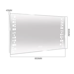 LED Illuminated Anti Fog Sensor Bathroom Mirror with Shaver Socket and Digital Clock