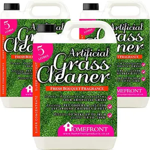 Homefront Artificial Grass Cleaner - Cleans and Sanitises Artificial Grass to Remove Germs, Stains, Odours, & Urine. Bouquet 15L