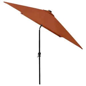 Berkfield Parasol with LEDs and Steel Pole Terracotta 2x3 m