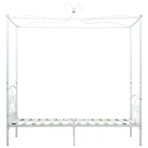 Berkfield Canopy Bed Frame White Metal 100x200 cm