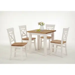 Pols Solid Wood Dining Table Stained and varnished white/Brown