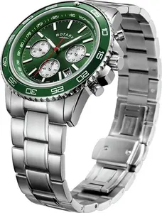 Rotary Men's Stainless Steel Green Dial Bracelet Watch