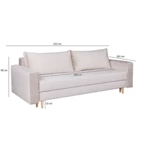 Silla 3 Seater Sofa Bed - Beige (Paros2)