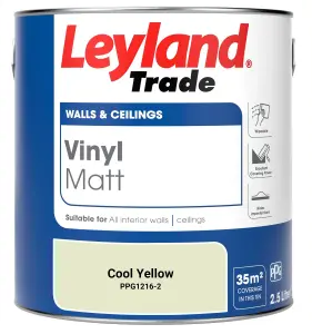 Leyland Trade Vinyl Matt Walls & Ceilings Emulsion Paint Cool Yellow (PPG1216-2) 2.5L