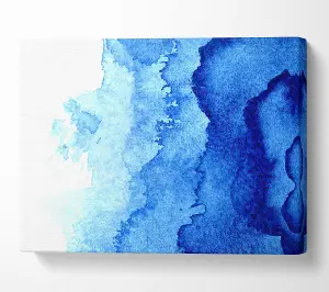 Watercolour Blues To White Canvas Print Wall Art - Medium 20 x 32 Inches