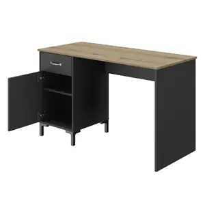 Diagone Oak & Black Finish Desk