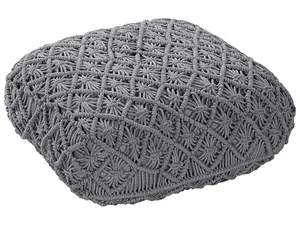 Floor Cushion BERRECHID Cotton Macramé Grey