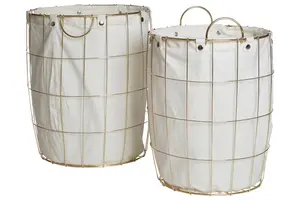 Maison by Premier Harga Set Of Two Round Gold Wire Laundry Baskets