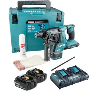 Makita DHR280PT2J 36v / 2x 18v LXT Twin SDS Brushless Hammer Drill AVT 2x 5.0ah